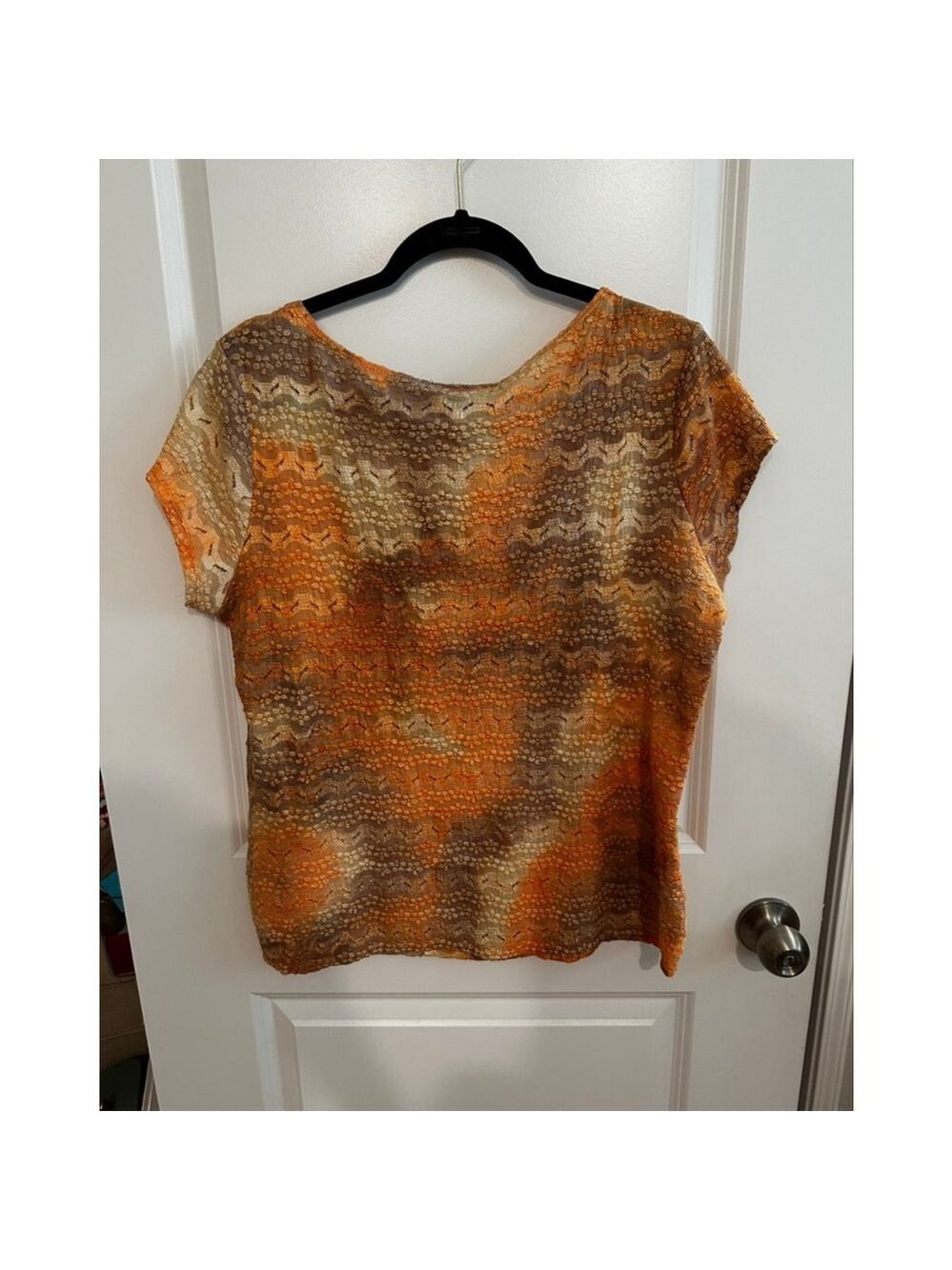 Elementz Orange Brown Textured Short Sleeve Tee L - Picture 2 of 5